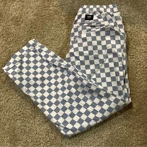 Vans Blue and White Checkered Elastic Straight Leg Pants